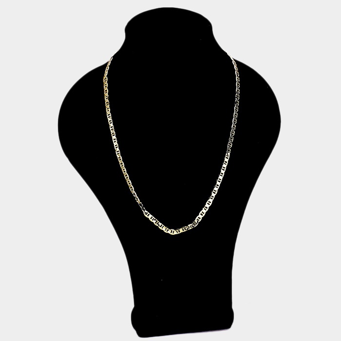 12Pcs - 24 Inch, 6Mm Gold Plated Mariner Chain Metal Necklaces