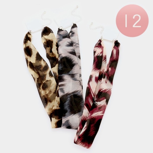 12 Pcs Patterned Chiffon Scarf Necklaces