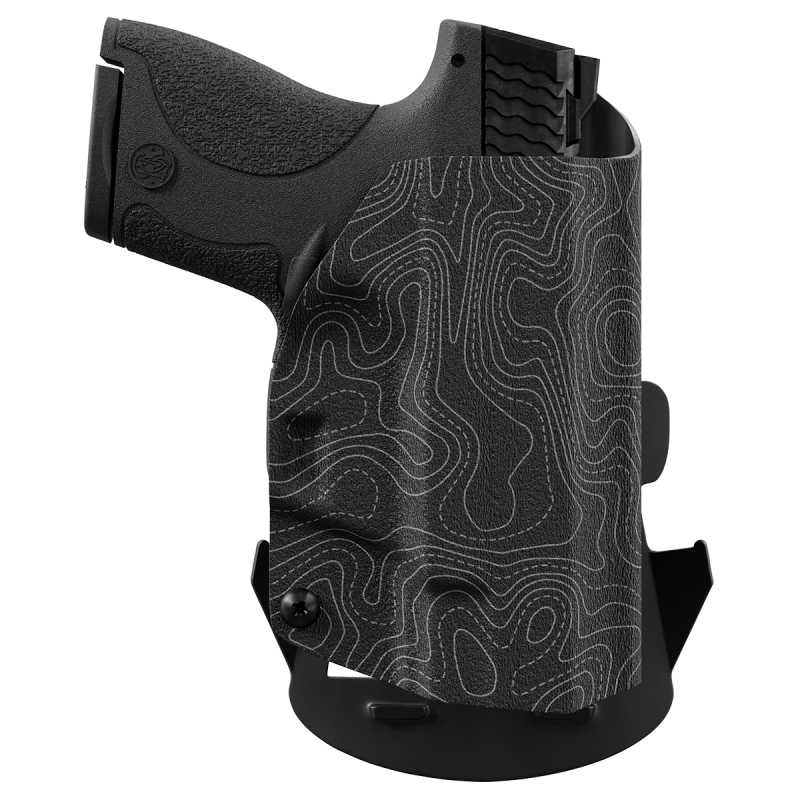 Gray Topographic Map Custom Printed Holster - Owb Kydex Holster