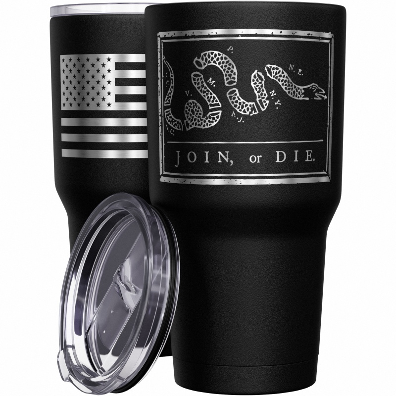 Join Or Die + American Flag Stainless Steel Tumbler