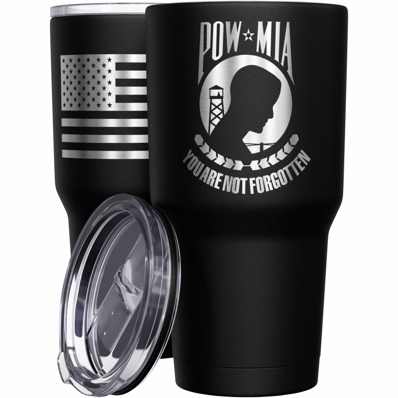 Pow Mia You Are Not Forgotten + American Flag Stainless Steel Tumbler