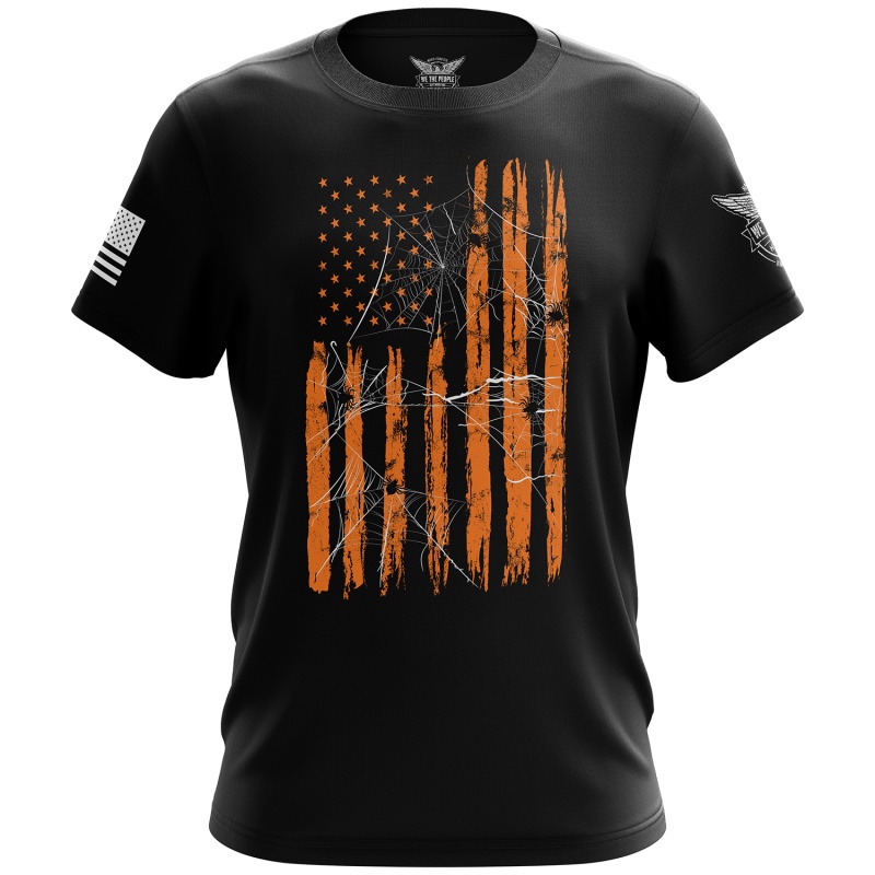 Spooky Us Flag Short Sleeve Shirt