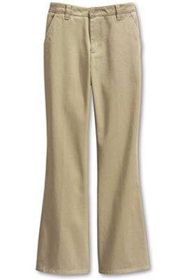 Wholesale Girl's School Uniform Stretch Straight Pants In Khaki By Size,  Case Of 24