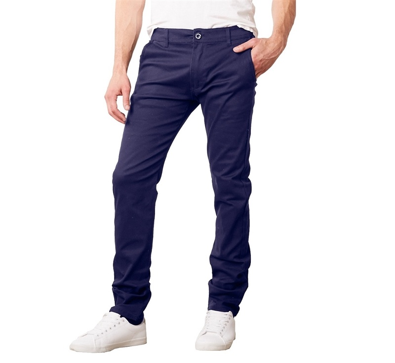 Men's Super Stretch Slim Fit Pants In Navy By Size, Case Of 24