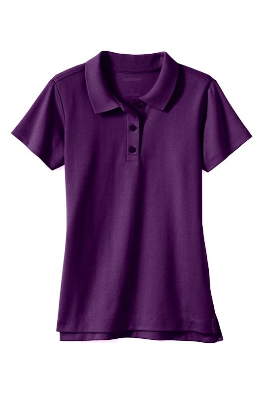 Wholesale Girls School Uniform Short Sleeve Knit Polo In Purple, Case Of 36