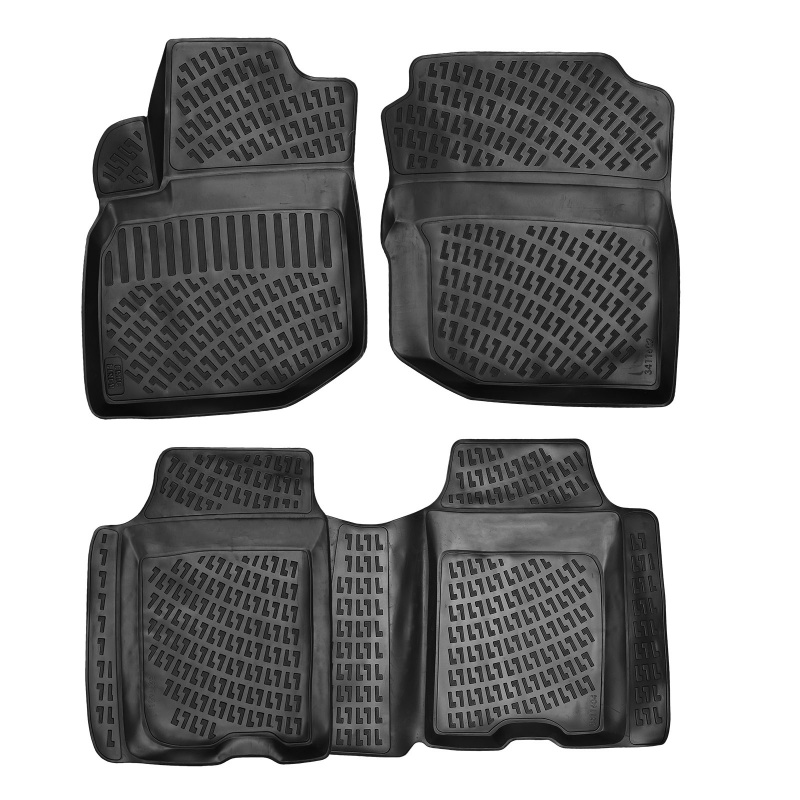 3D Rubber All Weather Floor Mat Set Compatible With Honda Fit 2009-2013