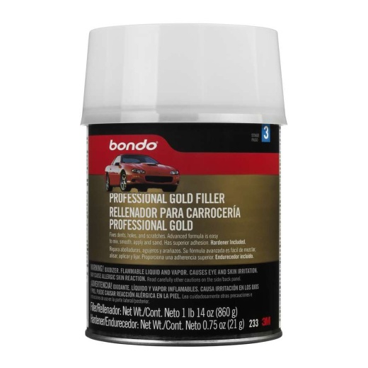 3M 7010294874 Bondo Professional Gold Filler - 1 Quart, 3/Case