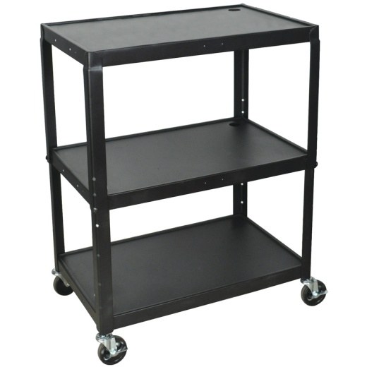 Rubbermaid FG409100BLA Xtra Black 300 lb. Three Shelf Utility Cart / Bus  Cart 40 x 20 x 37