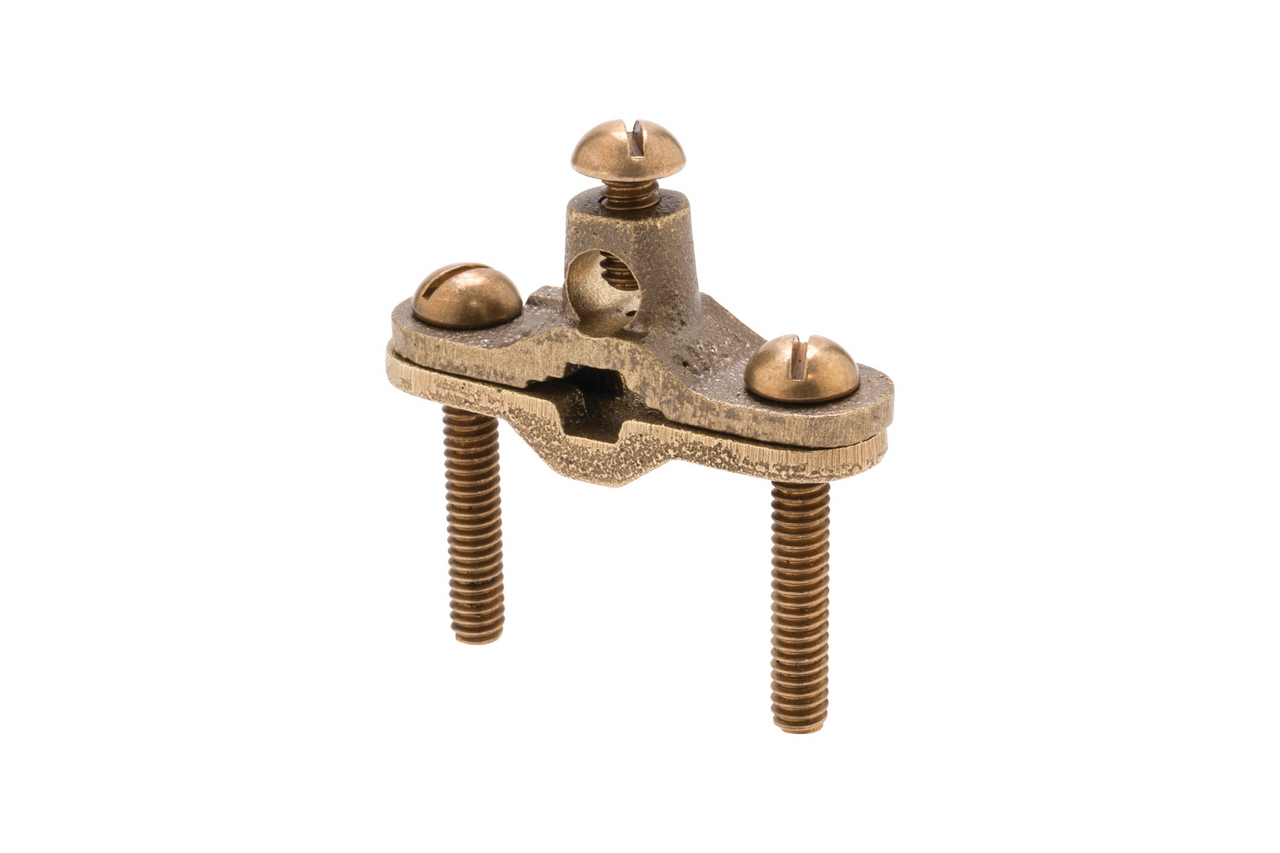 Nsi Heavy Duty Bronze Ground Clamp 1/2" To 1" Pipe 1" Rebar Burial