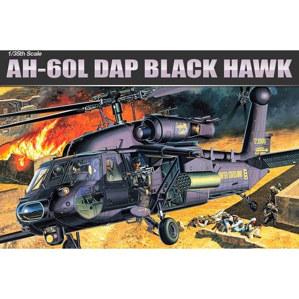 Academy Ah-60L Dap Black Hawk Helicopter Plastic Model Kit, 1/35 Scale