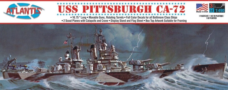 Atlantis Uss Pittsburgh Ca-72 Heavy Cruiser Warship Plastic Model Kit, 1/490 Scale