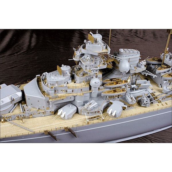 Mk1 Design 1/200 Dkm Battleship Bismarck Wooden Deck & Photo Etched Parts Detail-Up Set (Upgrade Pack For Trumpeter® Bismarck Model Ship