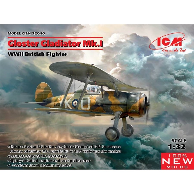 Icm Gloster Gladiator Mk.I, Plastic Model Aircraft Kit 1/32 Scale