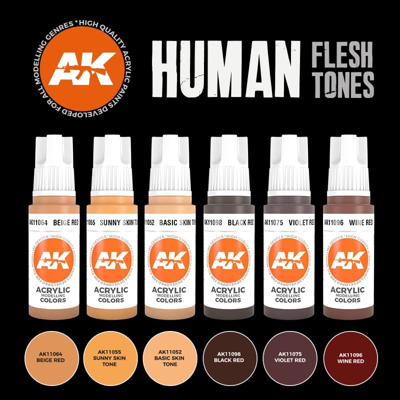Ak Interactive 3G Human Flesh Tones Paint Set