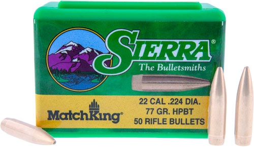Sierra Bullets .22 Cal .224 77Gr Hpbt W/Cannelure 50Ct