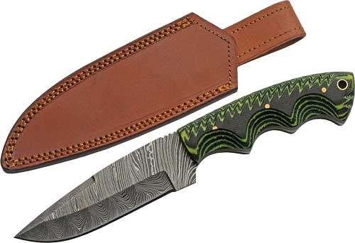 Szco Rite Edge 5" Tree Ridge Micarta Damascus Knife with Sheath