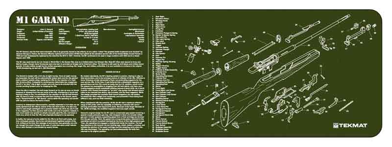 Tekmat Armorers Bench Mat 12\"X36\" M1 Garand Olive Drab