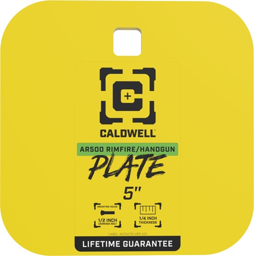 Caldwell Ar500 5\" Gong Target 1\/4\" Rimfire\/Handgun Steel Ylw