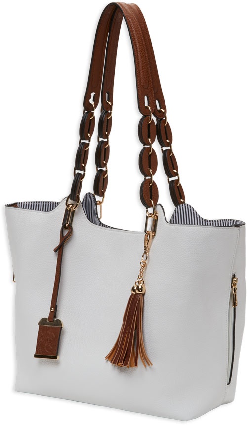 Bulldog Concealed Carry Purse Braided Tote Style White