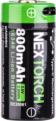 Nextorch 16340 USB Type C Battery - Portable Power Solution
