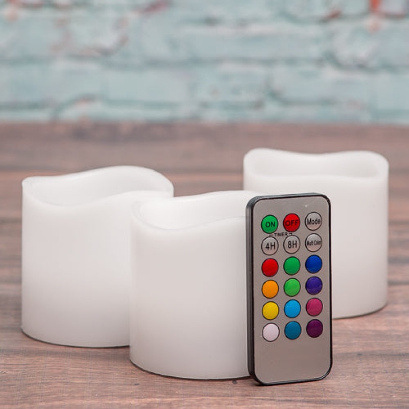 Richland Flameless Led Remote Control Wavy Top Pillar Candle White 3"X3" Set Of 24