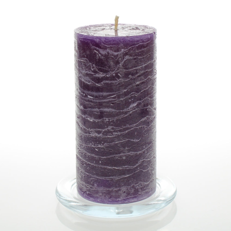 Richland Rustic Pillar Candle 3" x 6" Purple, Set of 6
